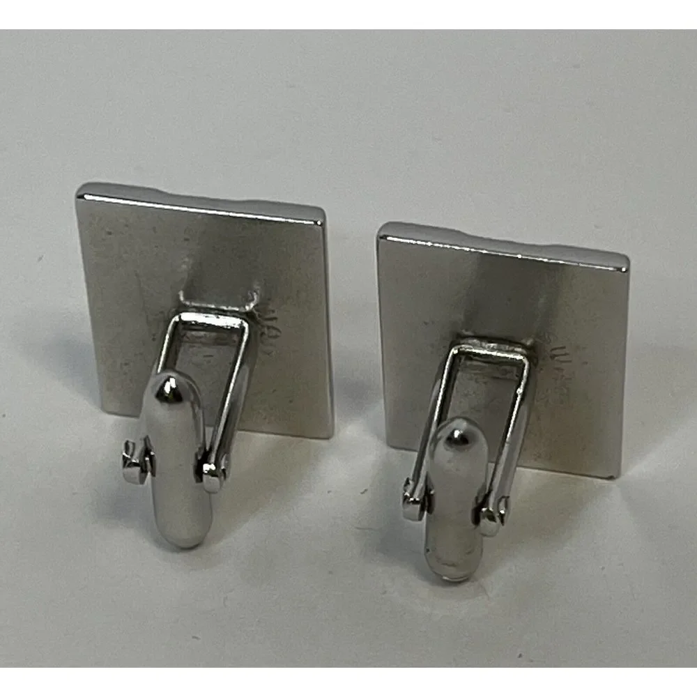 Vintage Swank Silver Colored Red‎ rhinestone Rectangle Cufflinks